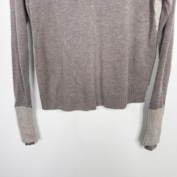 Athleta Small Merino Wool Frisco Sweater Boat Neck Colorblock Cream Brown - Picture 6 of 13